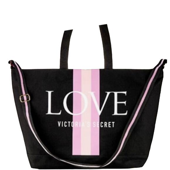 Victoria's Secret Love Weekender Tote Bag Summer Black NWOT - Picture 1 of 5